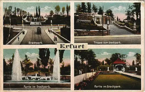 Ansichtskarte Erfurt 4 Bild: Stadtpark, Pavillon Treppe 1913