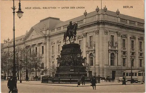 Ansichtskarte Mitte-Berlin Unter den Linden, Bibliothek, Bus 1926