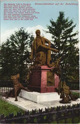 Ansichtskarte Saaleck-Bad Kösen Bismarckdenkmal auf der Rudelsburg 1913