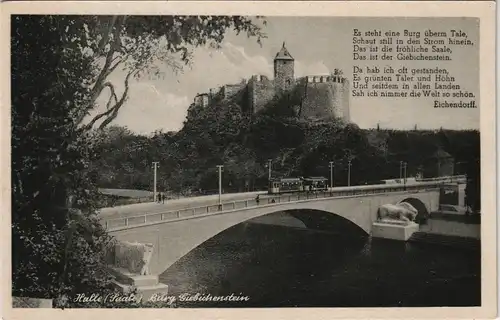 Ansichtskarte Giebichenstein-Halle (Saale) Burg Giebichenstein, Brücke 1954