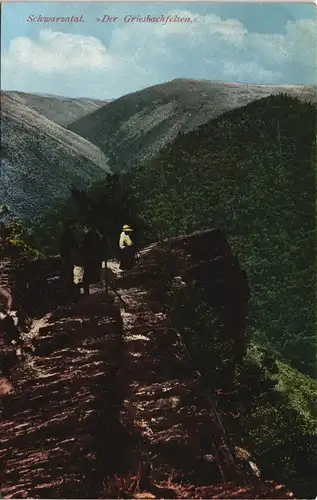 Ansichtskarte .Thüringen Schwarzatal. Wanderer der Griebachfelsen 1913