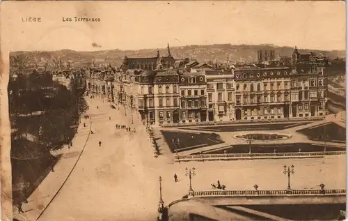 Postkaart Lüttich Luik Lîdje Les Terrasses - gel. Feldpost 1916