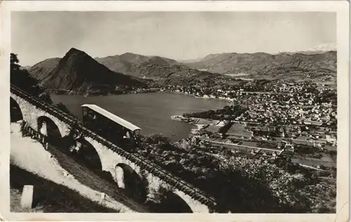 Ansichtskarte Lugano Stadt und Bergbahn 1931