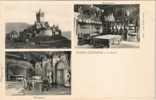 Ansichtskarte Cochem Kochem Reichsburg 3 Bild: Rittersaal, Speisesaal 1911