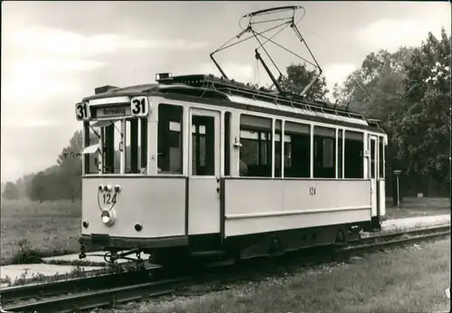 Ansichtskarte Magdeburg Straßenbahn: Historischer Triebwagen 124 1990