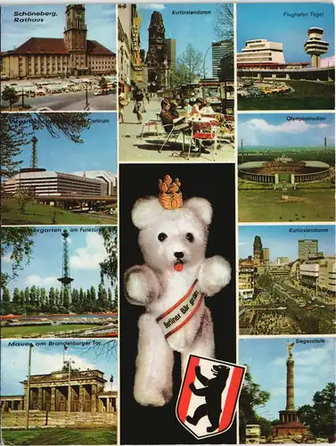 Berlin Mehrbild-AK ua. Olympia-Stadtion, Flughafen Tegel uvm. 1970