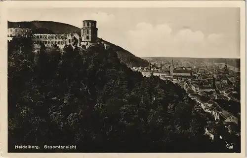 Ansichtskarte Heidelberg Panorama-Ansicht mit Heidelberger Schloss 1935