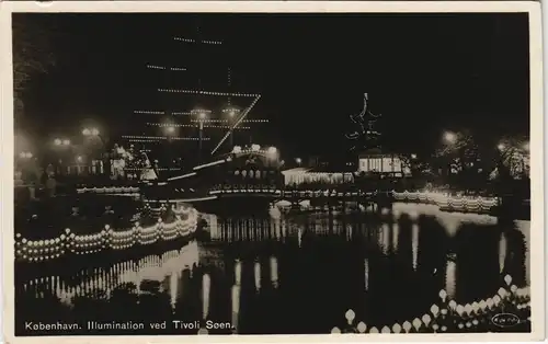 Kopenhagen København Segelschiff Illumination ved Tivoli Soen. 1930