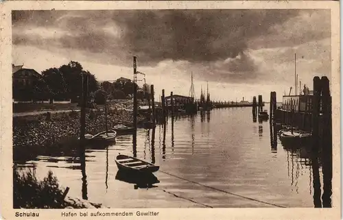 Ansichtskarte Wedel Hafen bei Gewitter Schulau 1927