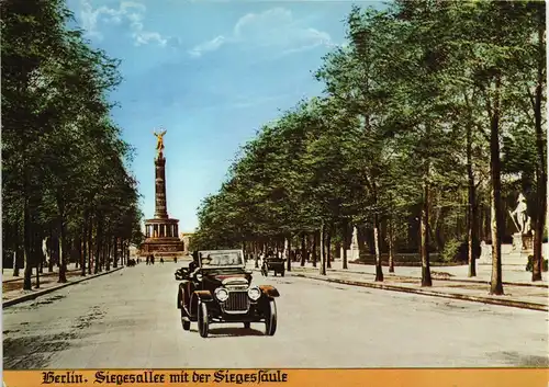 Ansichtskarte Tiergarten-Berlin Siegesallee - Auto REPRO 1919/1982
