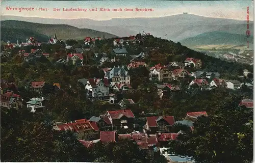 Ansichtskarte Wernigerode Der Lindenberg und Blick nach dem Brocken 1912