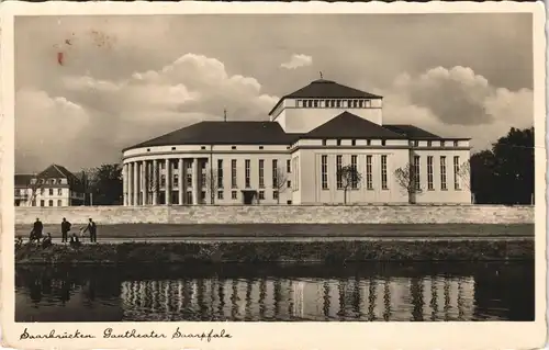 Ansichtskarte Saarbrücken Saarpartie am Theater 1938