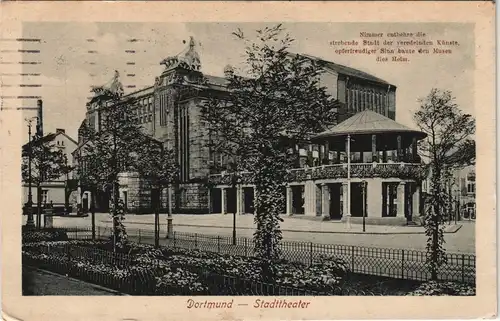 Ansichtskarte Dortmund Partie am Stadttheater 1915