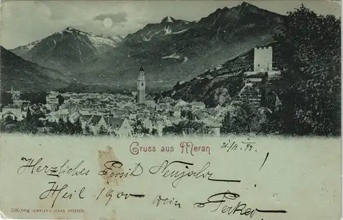 Cartoline Meran Merano Mondscheinlitho - Stadt 1899