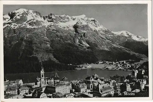 Ansichtskarte St. Moritz Panorama-Ansicht Ort und Alpen 1930