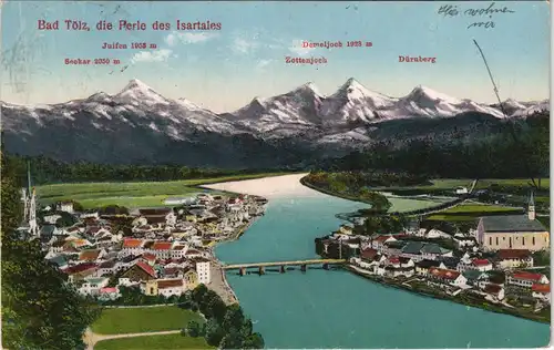Ansichtskarte Bad Tölz Panorama-Ansicht der Perle des Isar-Tales 1925