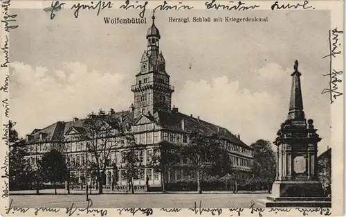 Ansichtskarte Wolfenbüttel Schloß mit Kriegerdenkmal 1935