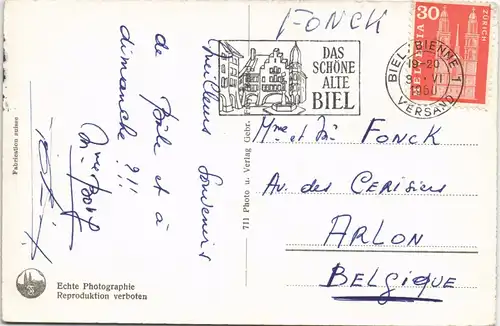 Ansichtskarte Basel MB: Bahnhof, Stadt, Markt 1960