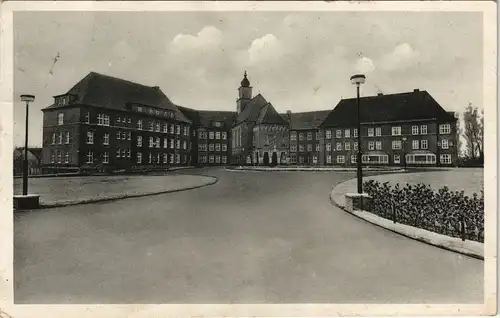 Ansichtskarte Rheine Partie am Mathias Spital 1951