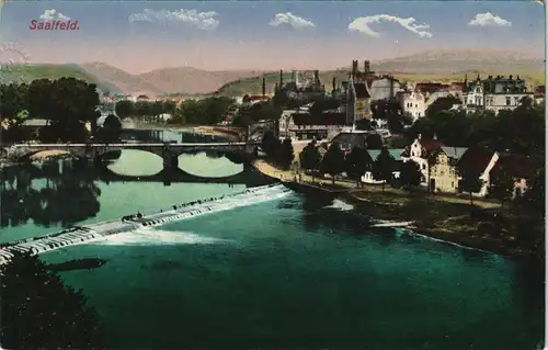 Ansichtskarte Saalfeld (Saale) Ansicht mit Saale 1916 #