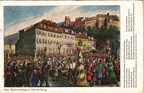 Ansichtskarte Heidelberg Sommertag - Umzug, Künstlerkarte 1922
