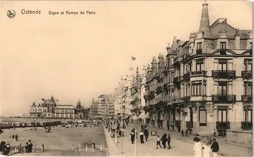 Postkaart Ostende Oostende Digue et Rampe de Paris. 1913