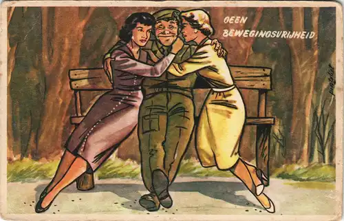 Militär Scherzkarte Niederlande Netherland Beweginosurijheid 1953