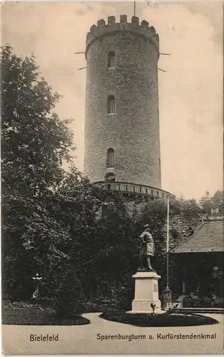 Ansichtskarte Bielefeld Sparenburgturm u. Kurfürstendenkmal 1910/1906