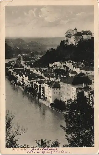 Ansichtskarte Burghausen a.d.S. Teilansicht Partie am Fluss 1916
