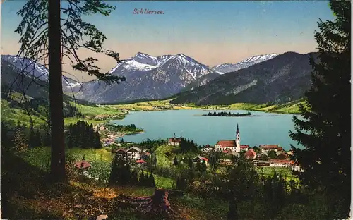 Ansichtskarte Schliersee Panorama-Ansicht color Gesamtansicht 1928