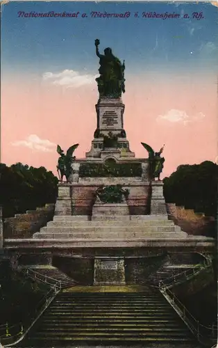 Ansichtskarte Rüdesheim (Rhein) National-Denkmal / Niederwalddenkmal 1918