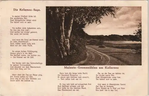 Ansichtskarte Malente Kellersee - Text der Sage 1926