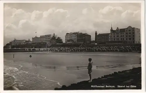 Ansichtskarte Borkum Strandpromenade bei Ebbe 1930