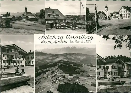 Sulzberg (Vorarlberg) mit 6 s/w Ansichten, ua. Panorama, Gasthof, Gebäude 1963
