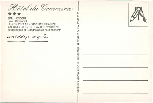 Postkaart Houffalize Hótel du Commerce, Restaurant 1969