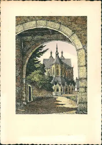 St. Hubert (Mosel) Saint-Hubert (Moselle) Sous le Porche de la tour 1940