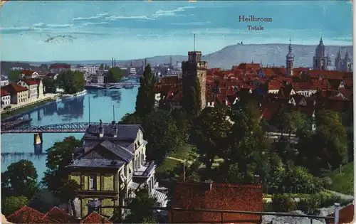 Heilbronn Panorama-Ansicht Totale 1916   im 1. Weltkrieg als Feldpost gelaufen