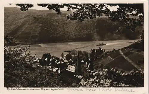 Assmannshausen am Rhein-Rüdesheim (Rhein) Stadt Schiffe auf den Rhein 1937