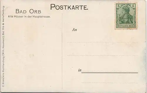 Ansichtskarte Bad Orb Künstlerkarte - Hauptstraße 1913
