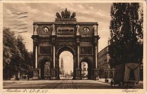 Ansichtskarte München Siegestor, LKW 1928