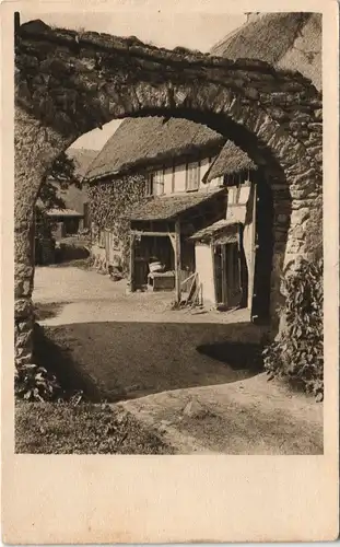 Ansichtskarte Rascha-Großpostwitz Budestecy Bauerngehöft - Hoftor 1924