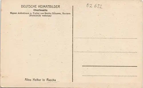 Ansichtskarte Rascha-Großpostwitz Budestecy Bauerngehöft - Hoftor 1924