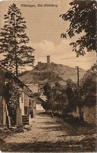 Ansichtskarte Mühlberg Dorstraße - Ruine Mühlburg 1917
