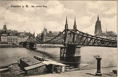 Ansichtskarte Sachsenhausen-Frankfurt am Main Eiserner Steg, Anlegestelle 1907