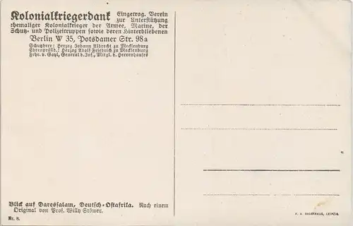 Postcard Daressalam Stadt Hafen Kriegsschiff DSWA Kolonie 1917