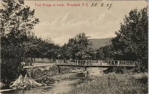 Postcard Woodland N.Y. Foot Bridge at Lords 1907