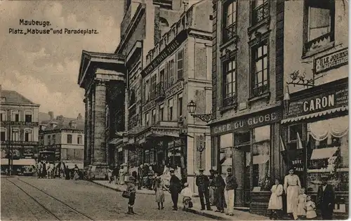 CPA Maubeuge Platz Mabuse und Paradeplatz 1916   1. WK Feldpost gelaufen