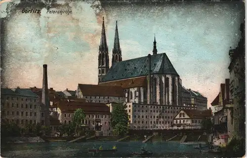 AK Görlitz Zgorzelec Peterskirche Petrikirche 1908   (Bahnpoststempel)