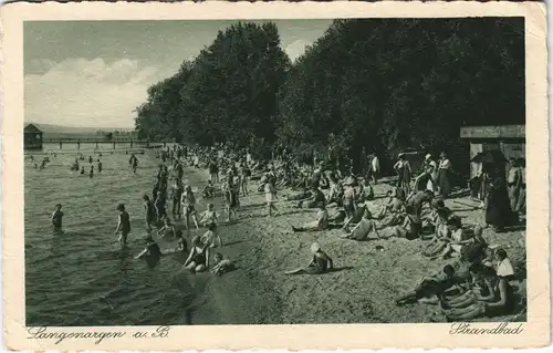 Ansichtskarte Langenargen am Bodensee Strandbad - Anleger, Hütte 1928