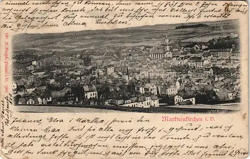 Ansichtskarte Markneukirchen Blick auf die Stadt 1908